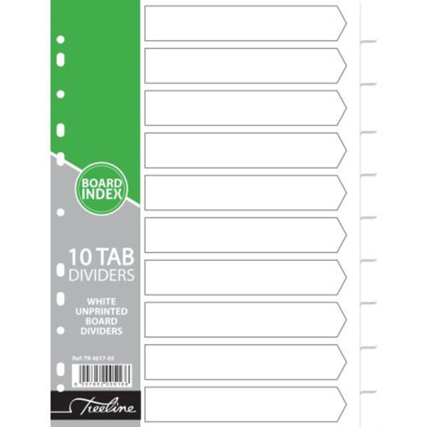 A4 WHITE INDEX SHEET PLAIN TAN M/PUNCH BOARD DIV10TMDS