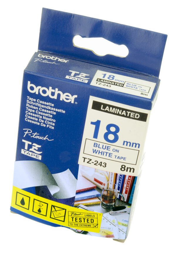 BROTHER TAPE TZ 18MM BLUE ON WHITE