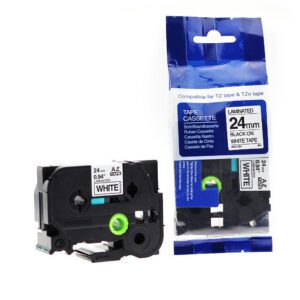 BROTHER TAPE TZ 24MM WHITE ON BLACK