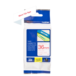 BROTHER TAPE TZ 36MM RED ON WHITE