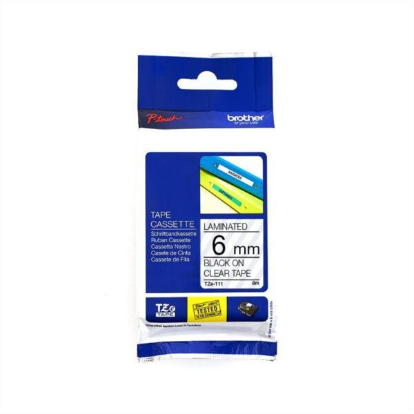 BROTHER TAPE-TZ-6MM BLACK ON CLEAR