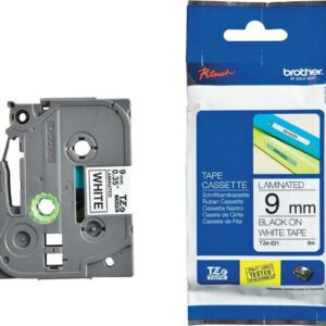 BROTHER TAPE TZ 9MM BLACK ON WHITE