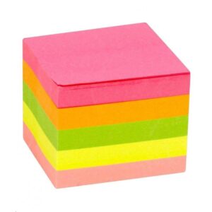 STICKY NOTES,CUBE ADHESIVE NOTES ASSORTED COLOUR,75X75MM